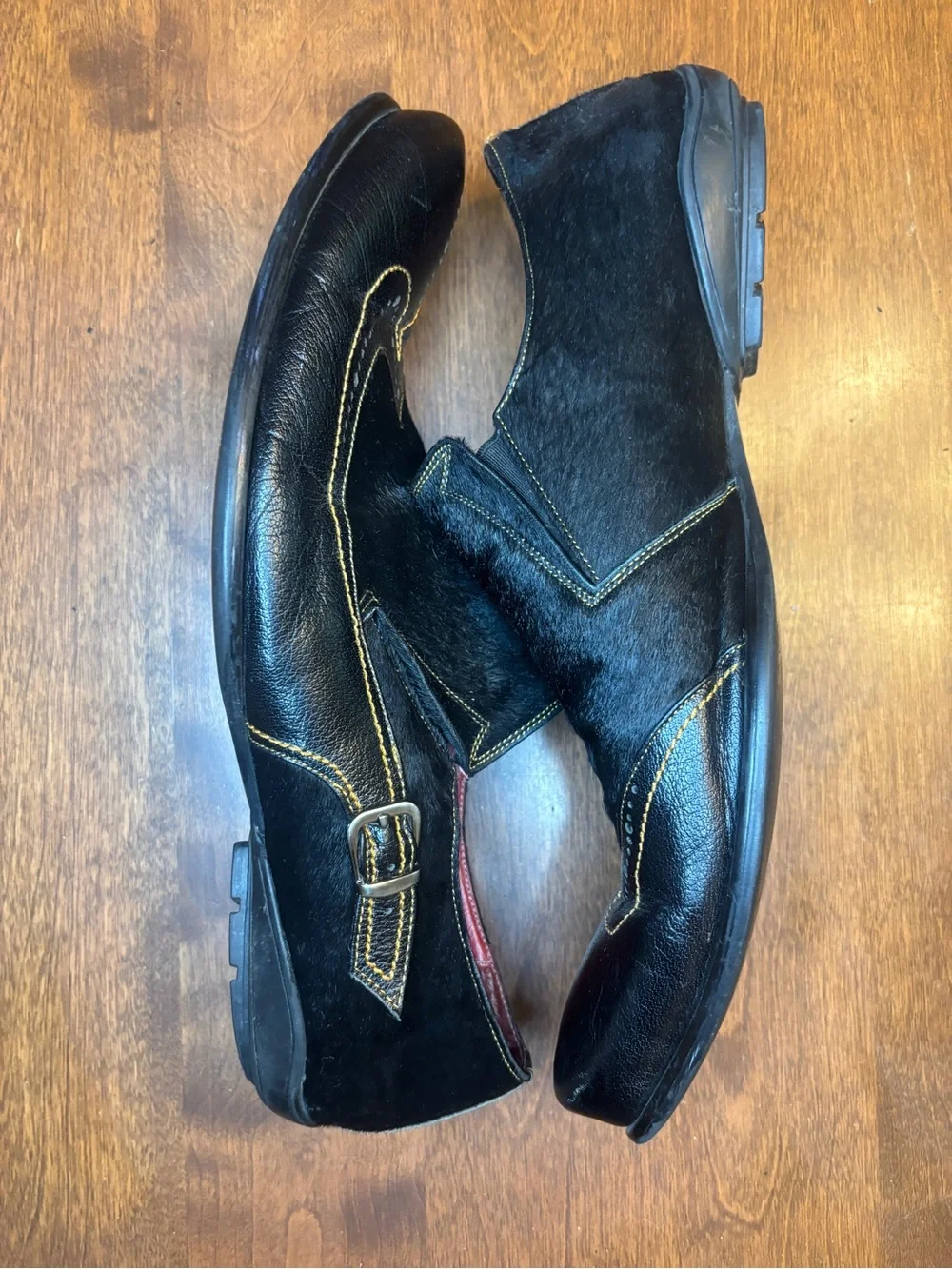 Men's Black Haircalf Wingtip Slip-On Dress Shoes